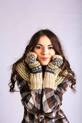 girl wearing a scarf and gloves