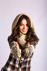 girl wearing a scarf and gloves