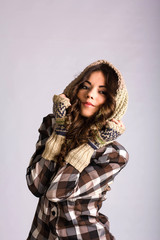 girl wearing a scarf and gloves