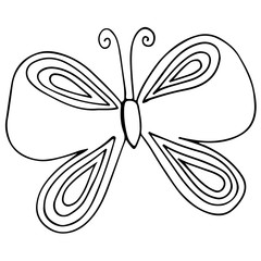 Isolated butterfly for tattoo, coloring book