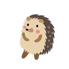 Hedgehog standing on two legs animal cartoon character. Isolated on white background. Vector illustration.