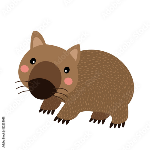 "Happy Wombat animal cartoon character. Isolated on white background