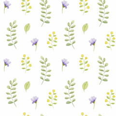 Seamless watercolor pattern with flowers.