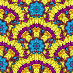 Vector Seamless Colored Ornate Pattern