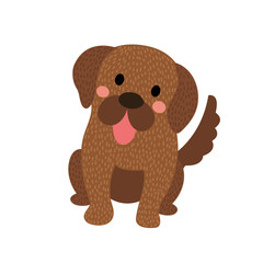 Newfoundland dog sitting animal cartoon character. Isolated on white background. Vector illustration.