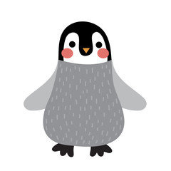 Penguin animal cartoon character. Isolated on white background. Vector illustration.