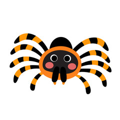 Red Knee Tarantula animal cartoon character. Isolated on white background. Vector illustration.