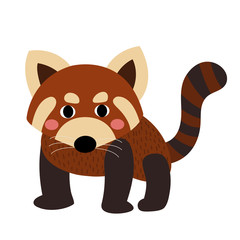 Red Panda animal cartoon character. Isolated on white background. Vector illustration.