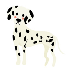 Standing Dalmatian animal cartoon character. Isolated on white background. Vector illustration.