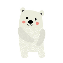 Polar Bear standing on two legs animal cartoon character. Isolated on white background. Vector illustration.