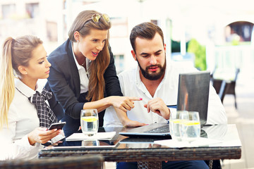 Group of business people working on project