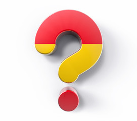 3D Isolated Spain Flag Question Mark. Doubt Solution Support Con