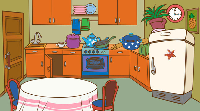 cartoon animated kitchen