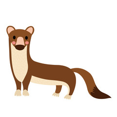 Weasel animal cartoon character. Isolated on white background. Vector illustration.