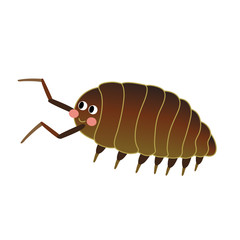 Woodlouse animal cartoon character. Isolated on white background. Vector illustration.