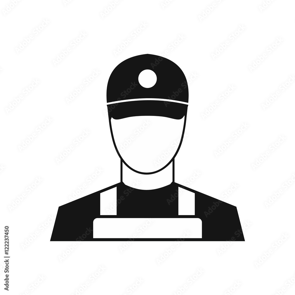 Poster a man in a cap and uniform icon in simple style on a white background vector illustration