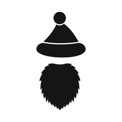 Santa Claus hat and beard icon in simple style on a white background vector illustration