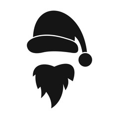 Santa Claus hat and beard icon in simple style on a white background vector illustration