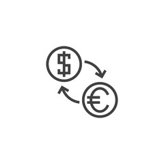 currency exchange line icon, outline vector sign, linear pictogram isolated on white, logo illustration