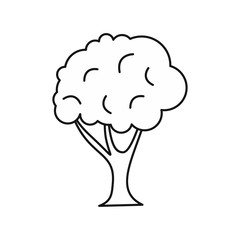 Tree icon in outline style on a white background vector illustration