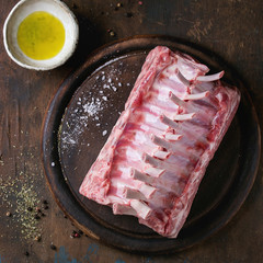 Uncooked rack of lamb