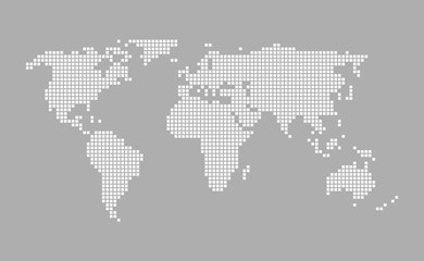Fototapeta na wymiar Moderne Pixel Weltkarte grau weiß