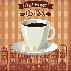 A cup of coffee, cartoon style, vector illustration