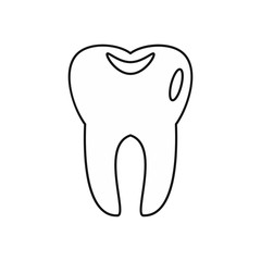 Tooth icon in outline style on a white background vector illustration