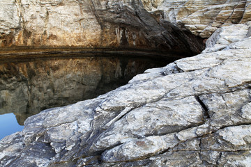 Giola - natural pool in Thassos island, Greece. Beautiful details and reflexions
