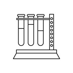 Medical test tubes in holder icon in outline style on a white background vector illustration