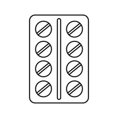 Round tablets in a blister icon in outline style on a white background vector illustration
