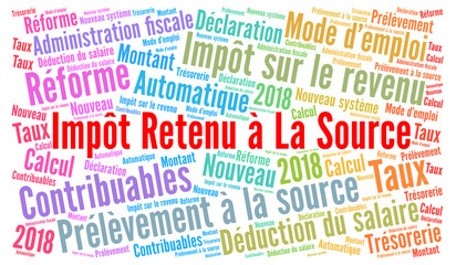 Obraz premium Impôt retenu à la source nuage de mots 