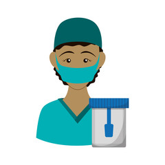 Nurse with uniform and jar icon. Medical and health care theme. Isolated design. Vector illustration