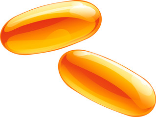 pills. fish oil on white background