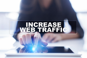 Woman is using tablet pc, pressing on virtual screen and selecting 