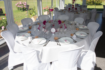 Image of tables setting at a luxury wedding hall