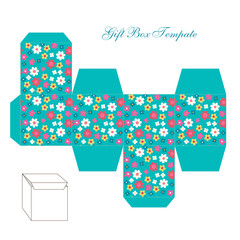 Cute retro square gingham gift box template in shabby chic style