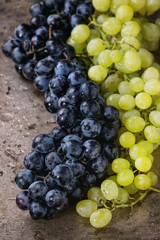 Bunches of red and white grapes