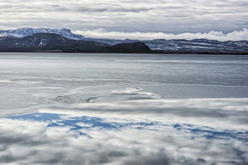 Fototapeta na wymiar Sky reflection in lake, Iceland