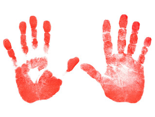 Red prints of the hands