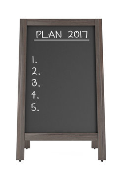 Menu Chalk Board with the Phrase Plan 2017. 3d Rendering