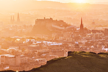 View of Edinburgh castle and old town