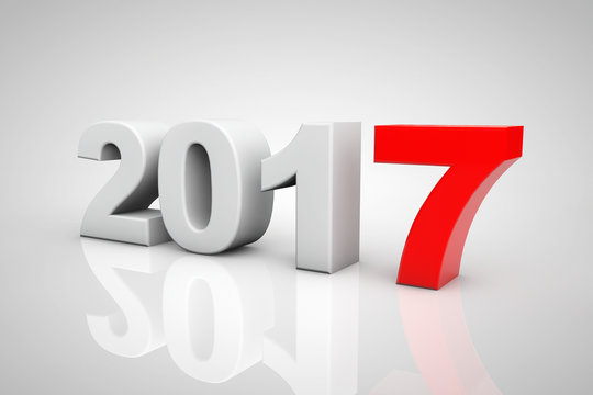 New Year 2017 3d Sign. 3d Rendering