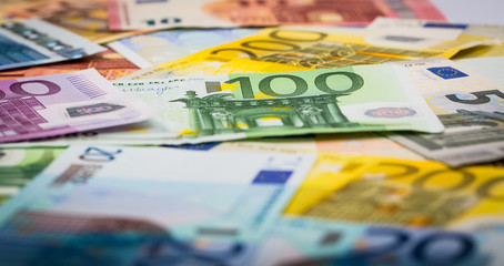 Closeup of Euro Banknotes