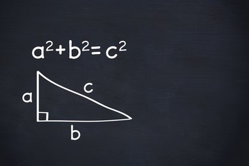 Pythagoras theorem on chalkboard background