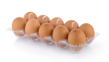 eggs in pack isolated on white background