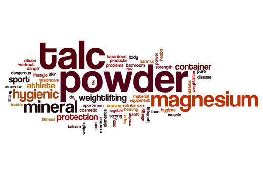 Talc powder word cloud