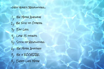 funny new years resolutions list on pool water background - Powered by Adobe