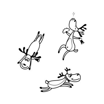 Vector illustration of a happy cartoon Christmas Reindeer