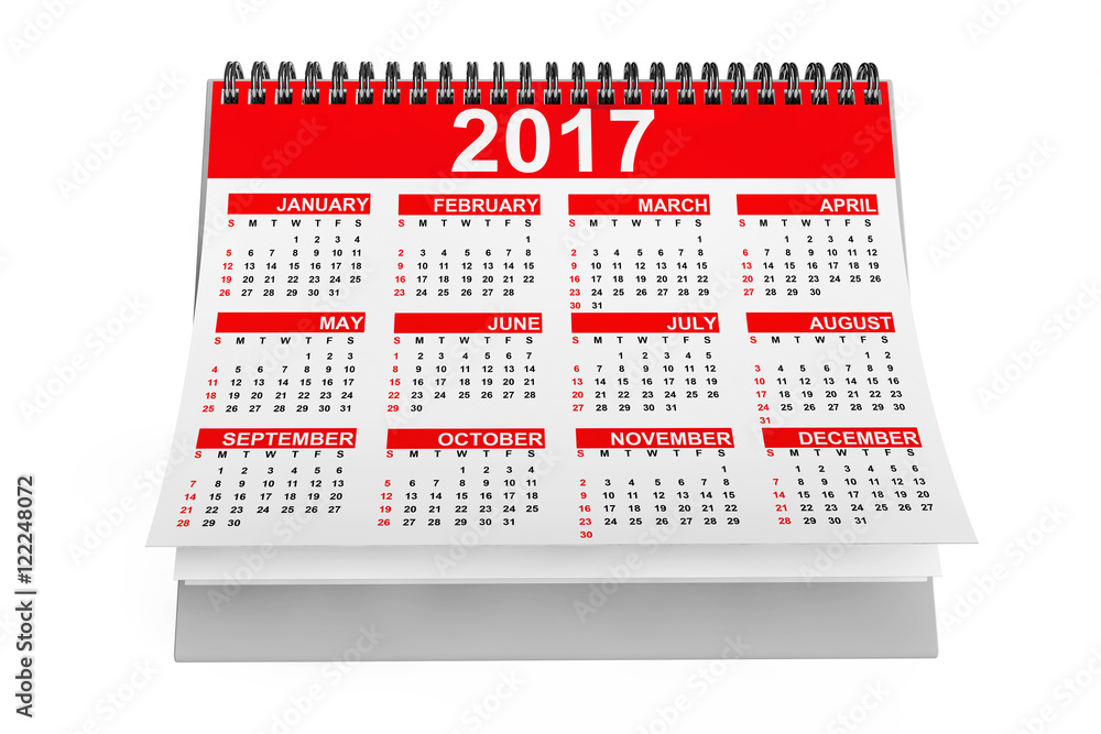 Aufkleber 2017 Year Desktop Calendar. 3d Rendering
